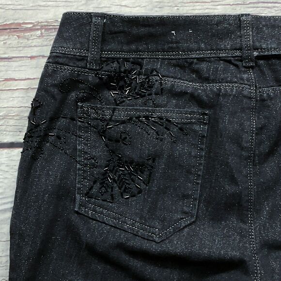 Venezia Lane Bryant Womens Jeans size 16 x31"in Black Embellished Cotton Stretch - Picture 8 of 10